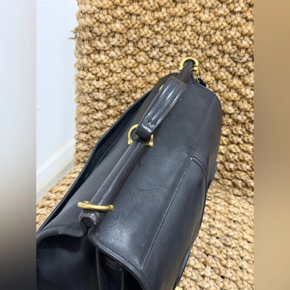 Vintage Coach Kensington Briefcase Black Leather Brass‎ Turnlock 5279